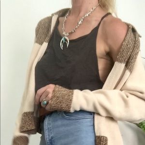 VINTAGE Creme + Brown Sweater